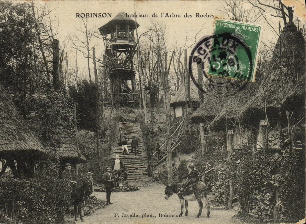 Robinson — Innenraum des Felsenbaums — P. Javelle, phot., Robinson - Vorderseite