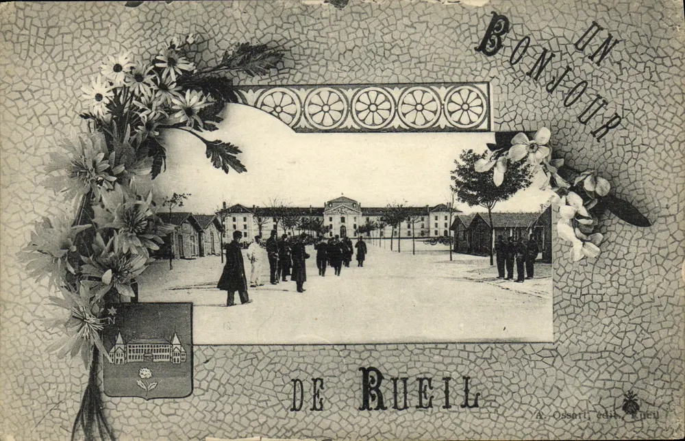 Rueil — Pátio central com edifício e grupos de pessoas — A. Ossart, edição Rueil - Frente