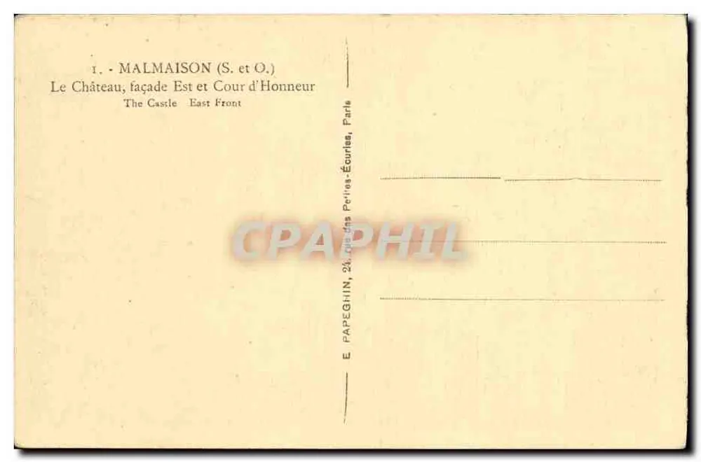 Malmaison (S. et O.) — Il Castello, facciata Est e Cortile d'onore — E. Papeghin, 24, rue des Petites-Ecuries, Parigi - Verso