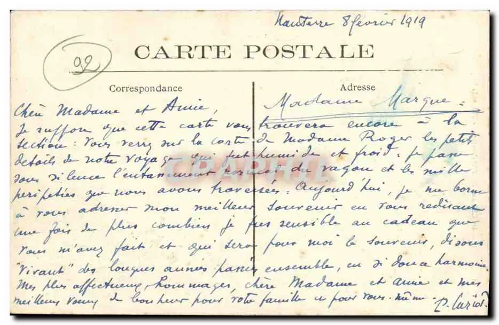 Ruciel — Le Château de la Malmaison — Trône de Napoléon Ier — Éditeur Areille & Rouières, n° 43 - Verso