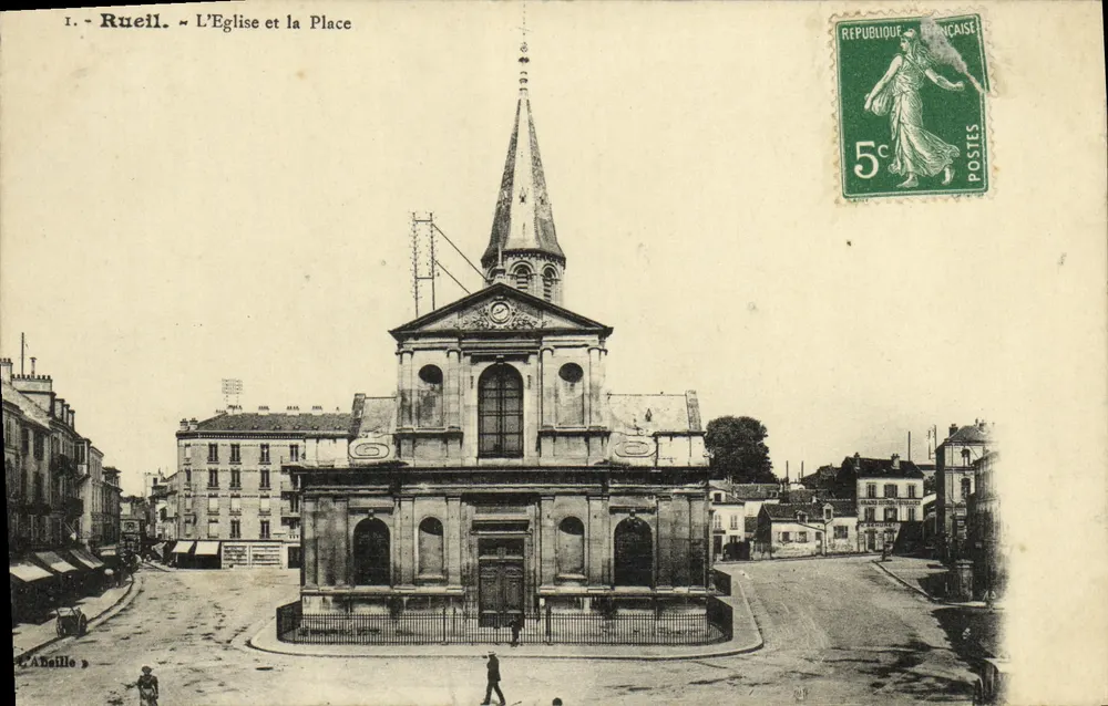 Rueil - A Igreja e a Praça — Imp. Phot. L'Abaille, Azouères-Parnes - Frente