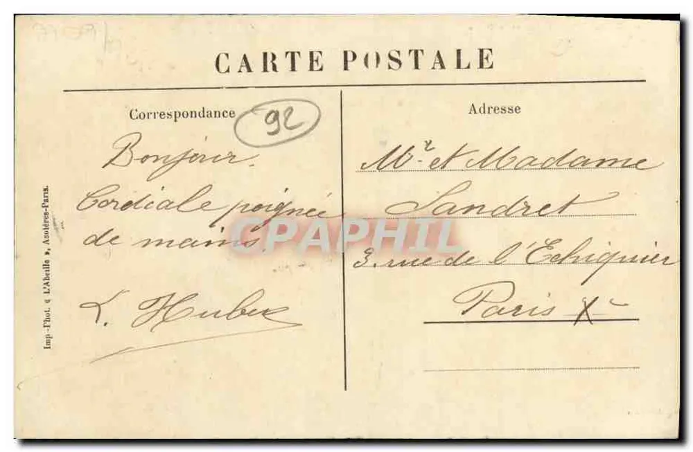 Rueil - A Igreja e a Praça — Imp. Phot. L'Abaille, Azouères-Parnes - Verso