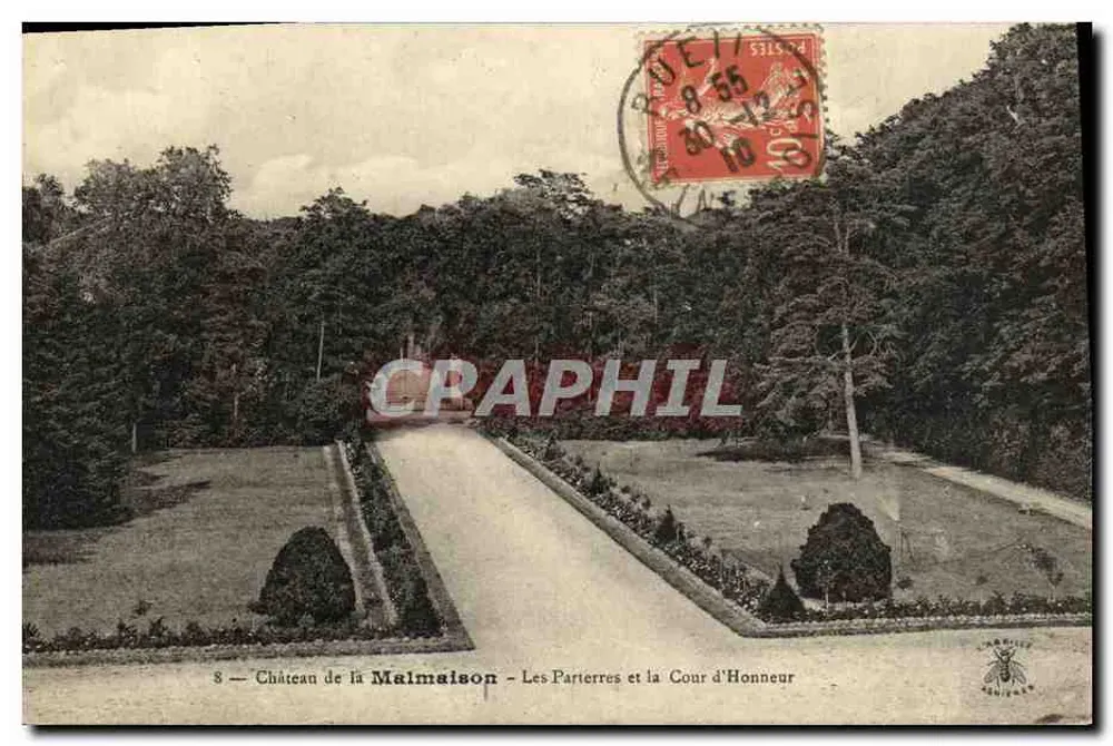Schloss Malmaison — Die Parterres und der Ehrenhof — Verlag J. Barbier, Amiens - Vorderseite