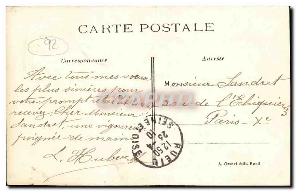 Castelo de La Malmaison (RUEIL) — O Caminho do Exílio — A. Ossart, editor, Rueil, n°206 - Verso