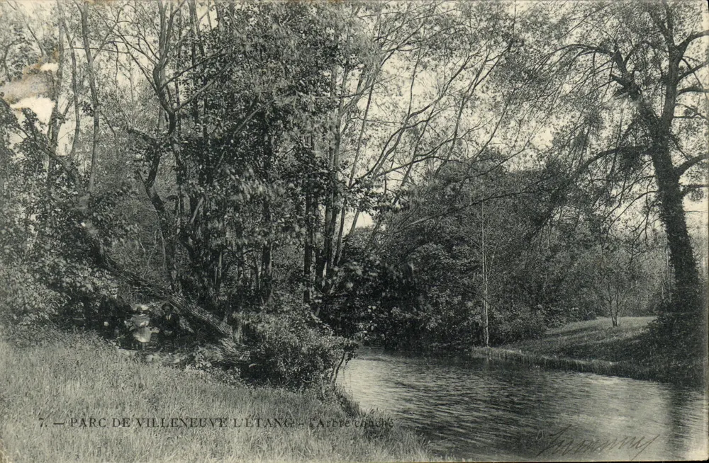 Parque de Villeneuve-l'Étang — Árvores e lago — Editor: L'Arbreschon, n°7 - Frente