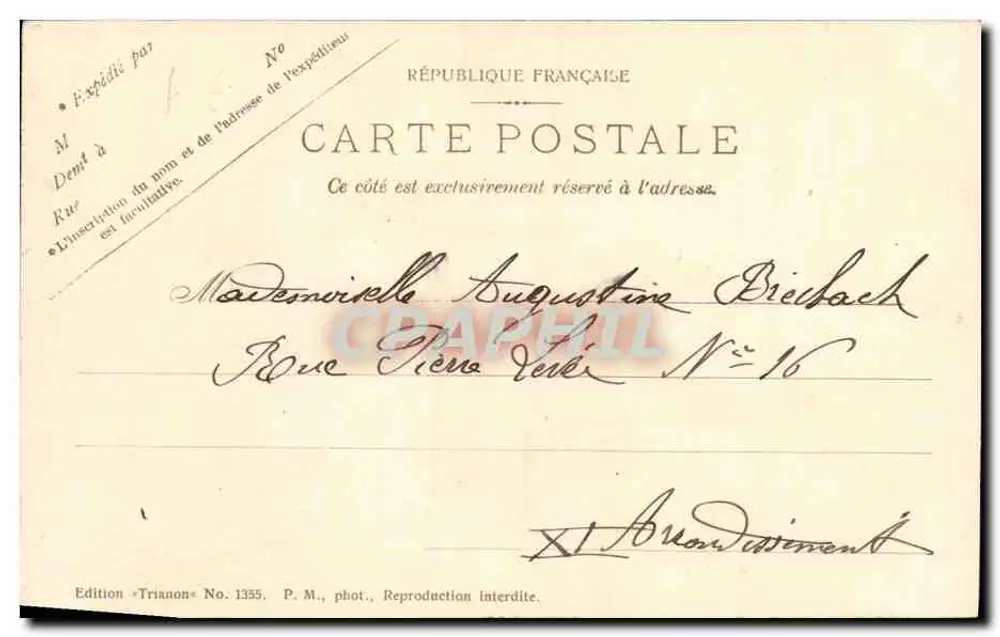Park des Château de Villeneuve-l'Étang — Der See — Edition Trianon Nr. 1355 - Rückseite