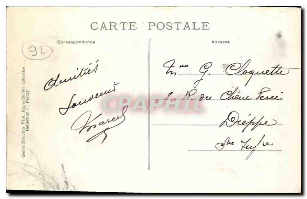 Parque de Saint-Cloud artístico — Avenida das Estátuas no Grand Jet — editor F. Flanary, n° 128 - Verso