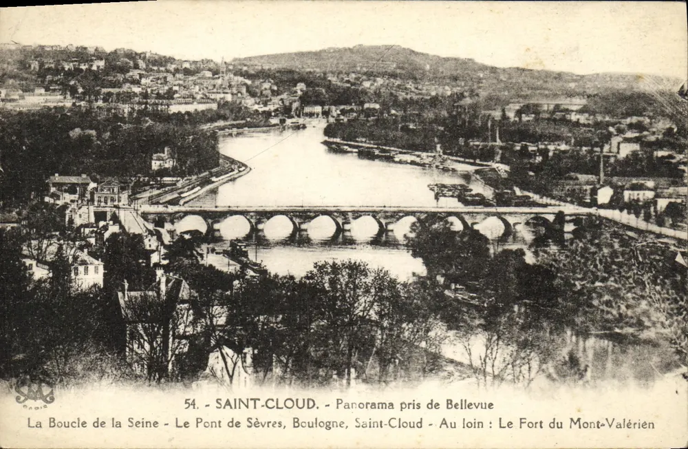 Saint-Cloud - Panorama tirado de Bellevue - Editor Léon Badie, n°54 - Frente