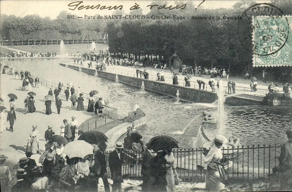 Parque de Saint-Cloud — Estanque de la Cascada — editor anónimo, n° 102 - Anverso