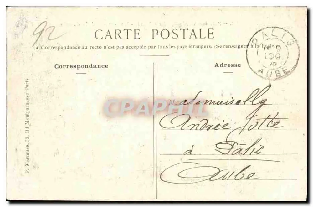 Parque de Saint-Cloud — Estanque de la Cascada — editor anónimo, n° 102 - Reverso