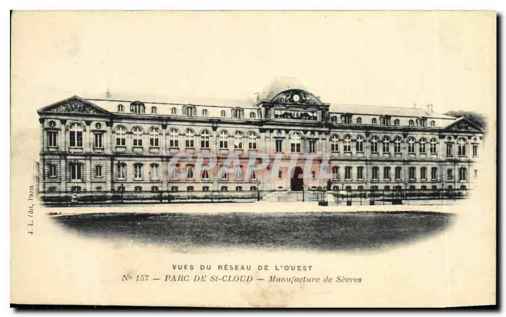 Parque de St-Cloud — Manufatura de Sèvres — J.L. editor, Paris, N° 157 - Frente