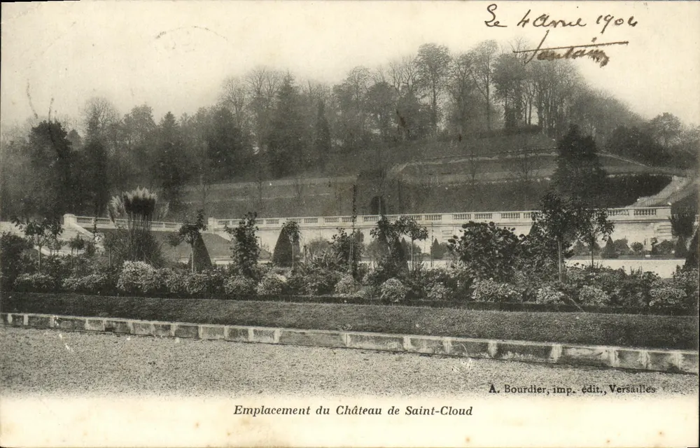 Localização do Castelo de Saint-Cloud — A. Bourdier, editora, Versailles - Frente