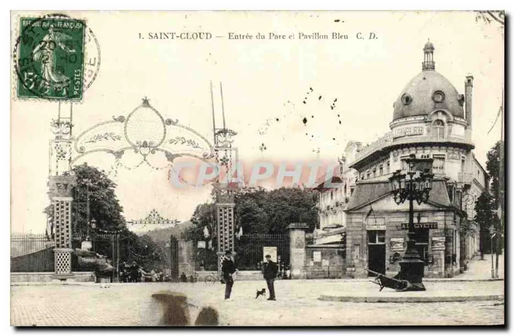 Saint-Cloud — Entrada do Parque e Pavilhão Azul — C. D. - Frente