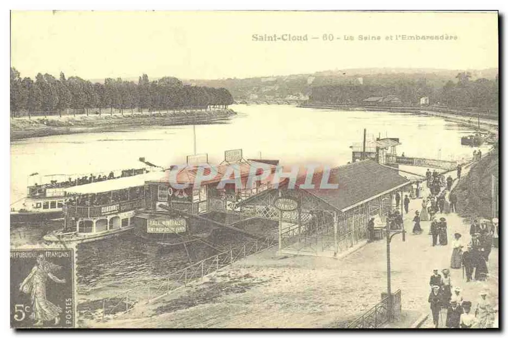 Saint-Cloud — 80 — A Seine e o Embarcadère — Editor: Cartes d'Autrefois - Frente