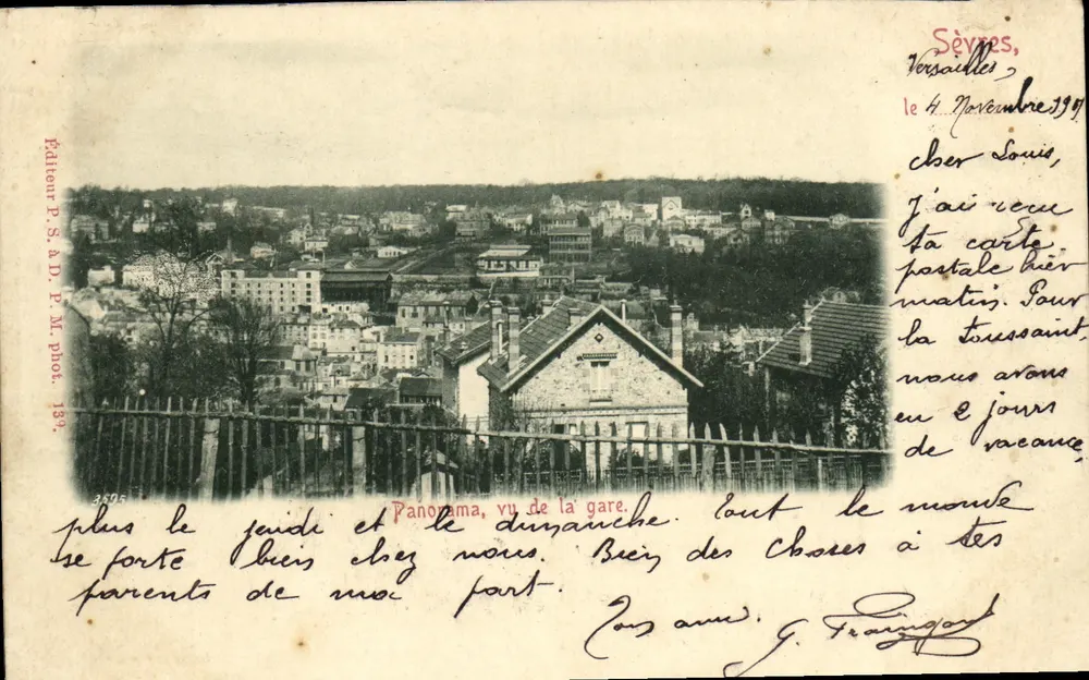 Sèvres, Versailles — Panorama vu de la gare — éditeur P. S. & D. P. M. phot. n° 3595 - Voorkant