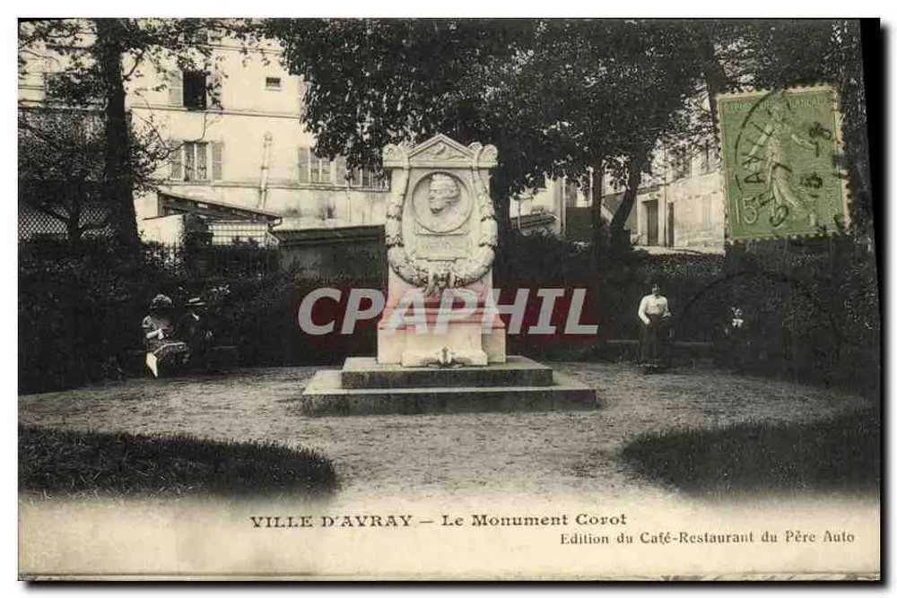 CIDADE DE AVRAY — O Monumento Corot — Edição do Café-Restaurante do Père Auto - Frente