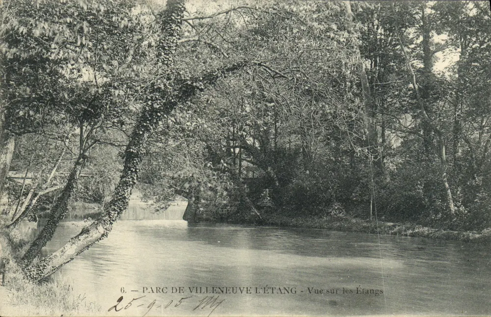 Park von Villeneuve-l'Étang — Ansicht über die Teiche — Éd. P. Marmuse, n°6 - Vorderseite