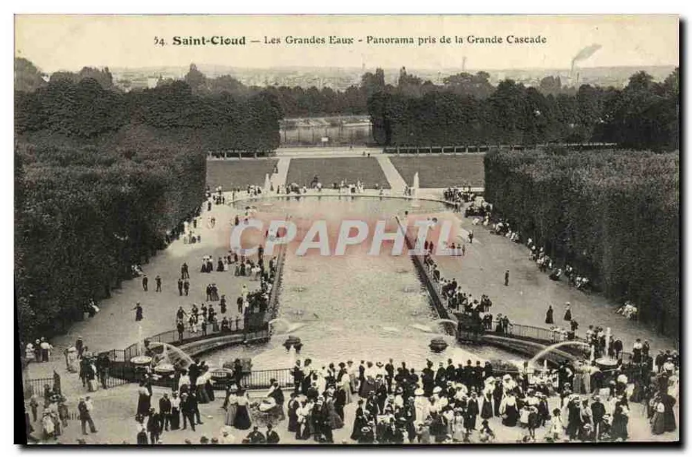 Saint-Cloud — As Grandes Águas — Panorama tirado da Grande Cascata - Frente