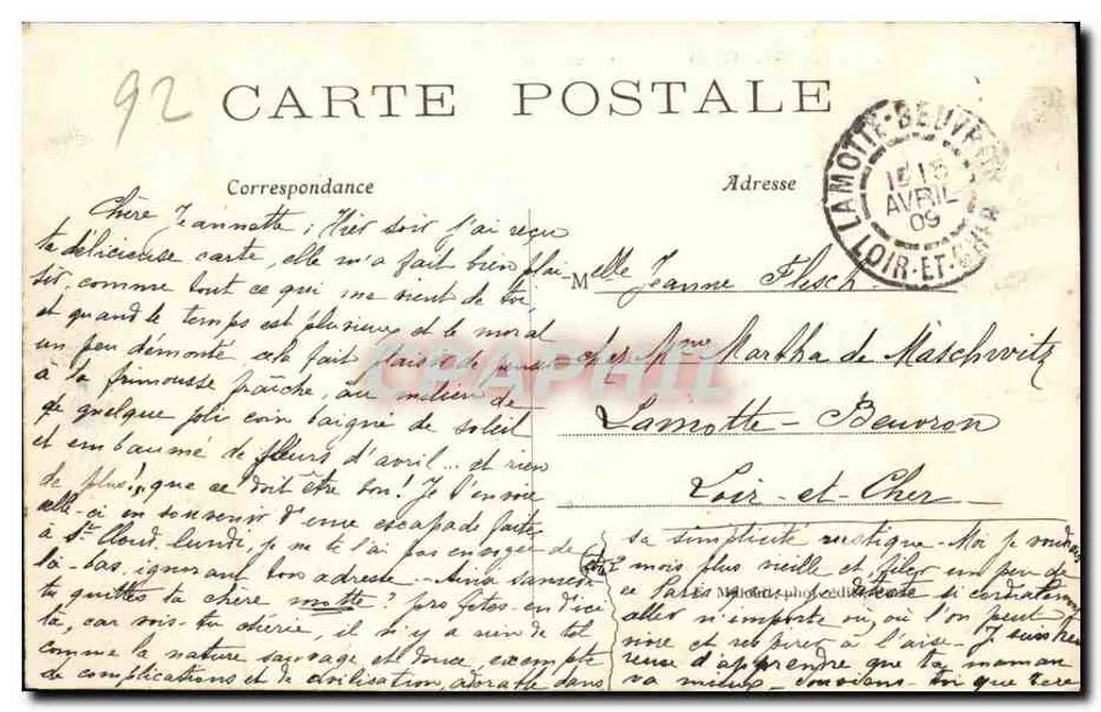 Saint-Cloud — A Cascata — Bilhete postal moderno n°751 - Verso
