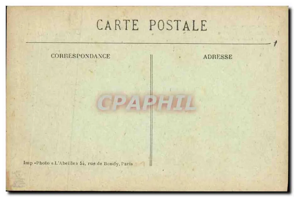 Suresnes und das Fort Mont-Valérien im 18. Jahrhundert — Profil des Mont Valérien genannt Calvaire wie es von Loncham aus gesehen wird — Imp-Photo « L'Abeille » 54, rue de Bondy, Paris - Rückseite