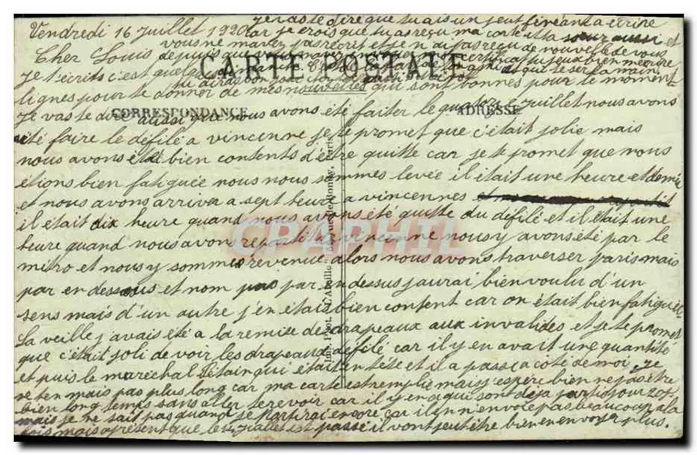 Courbevoie - La Caserne - Entrée principale — éditeur inconnu, n° de série non visible - Verso