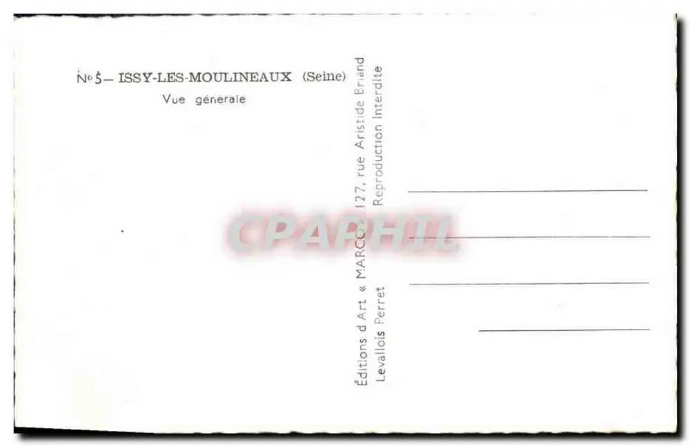 Issy-les-Moulineaux — Vista geral — Edições d'Art Levallois Perret - Verso