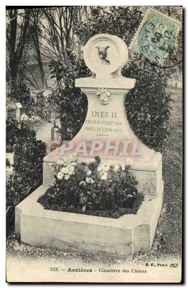 Inès II — Tumba no Cemitério dos Cães — B. F., Paris - Frente
