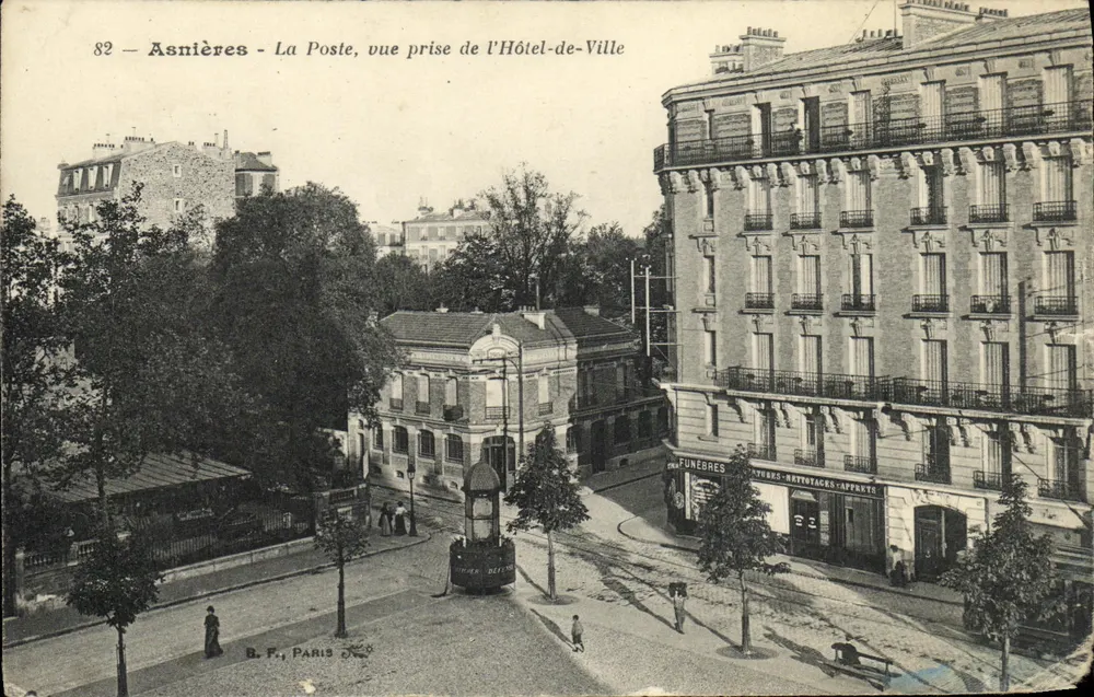Asnières - Die Post, Ansicht vom Rathaus — Verlag B. F., PARIS - Vorderseite