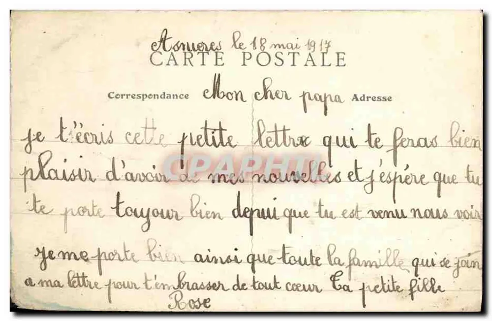 Asnières - Die Post, Ansicht vom Rathaus — Verlag B. F., PARIS - Rückseite