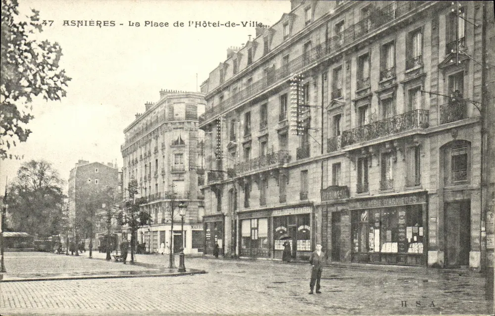 Asnières - Der Platz des Rathauses — Verleger H.S.A. Nr. 47 - Vorderseite