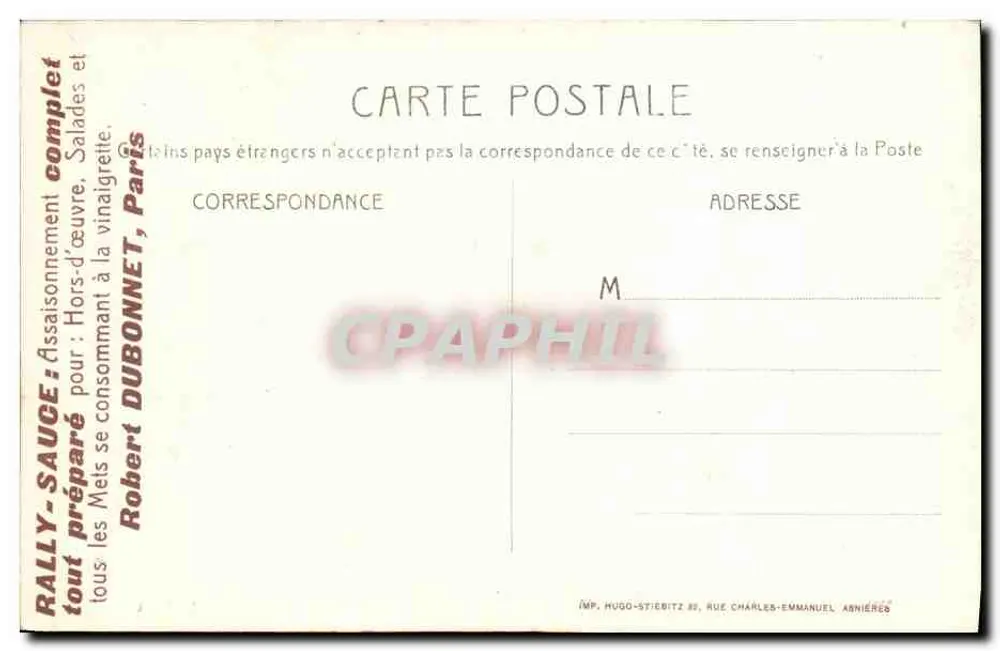 Asnières - Der Platz des Rathauses — Verleger H.S.A. Nr. 47 - Rückseite