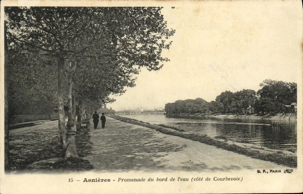 Asnières — Promenade am Ufer (Seite Courbevoie) — B.F., Paris, Nr. 15 - Vorderseite