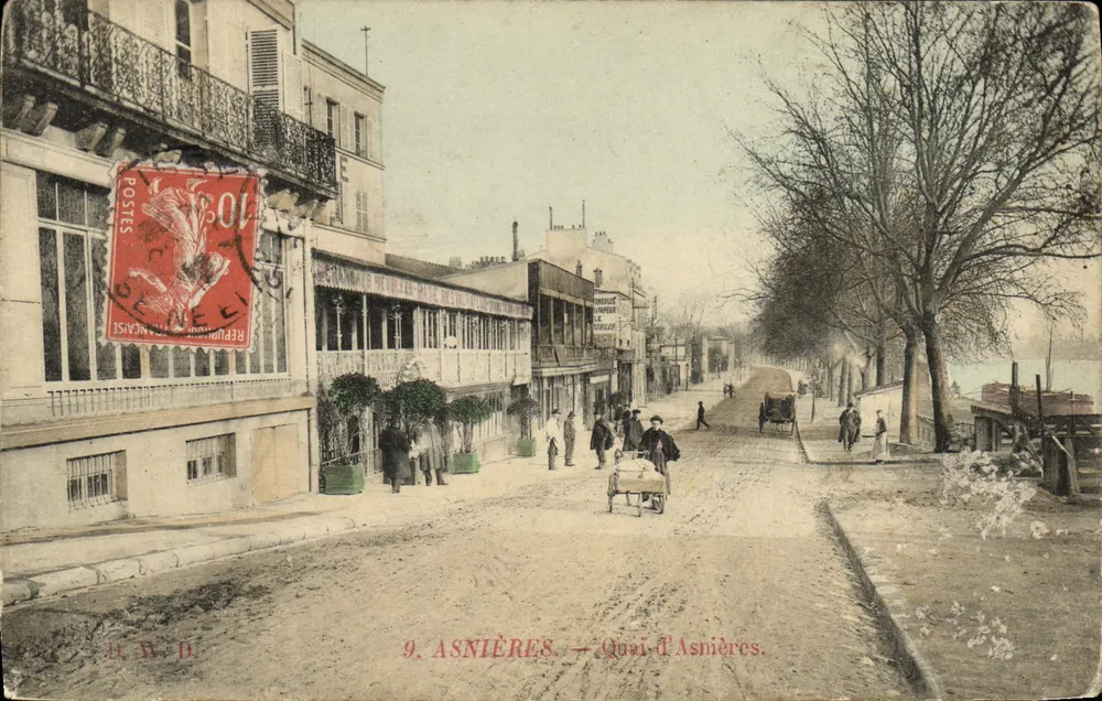 Asnières — Quai d'Asnières — éditeur H.W.D. n°9 - Recto