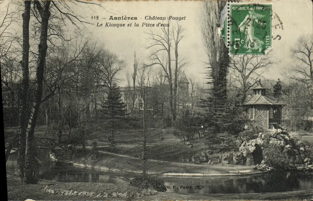 Asnières - Château Pouget — Der Kiosk und die Wasserstelle — B. F., Paris, Nr. 112 - Vorderseite
