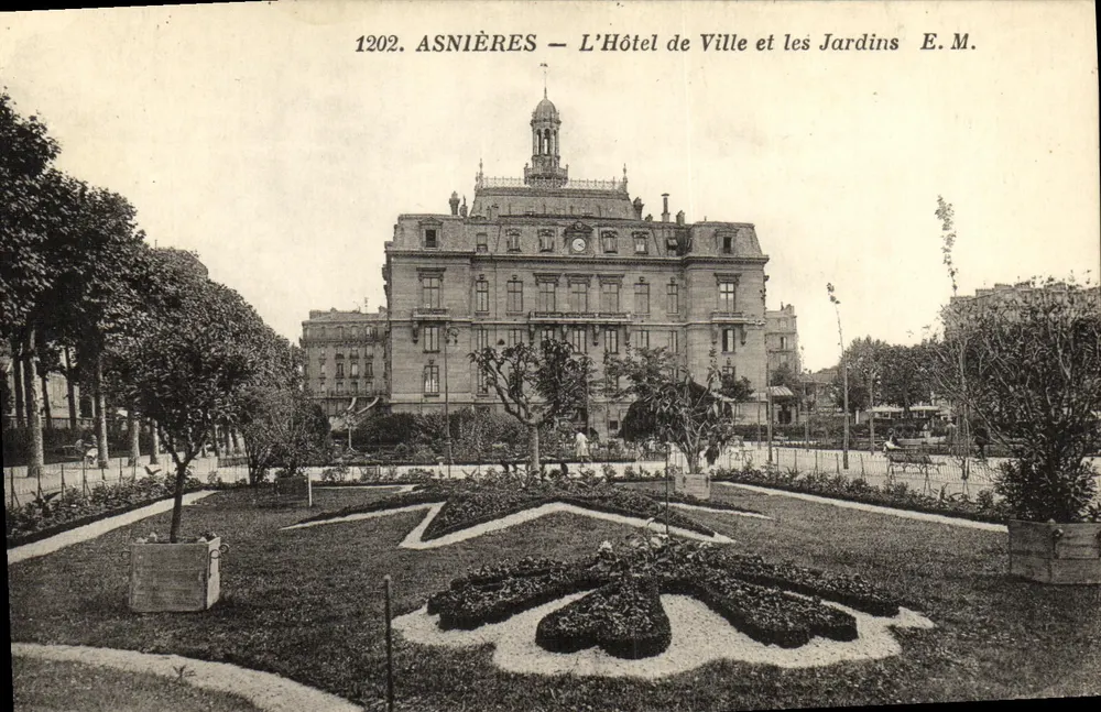 Asnières — Das Rathaus und die Gärten — E.M. n°1202 - Vorderseite