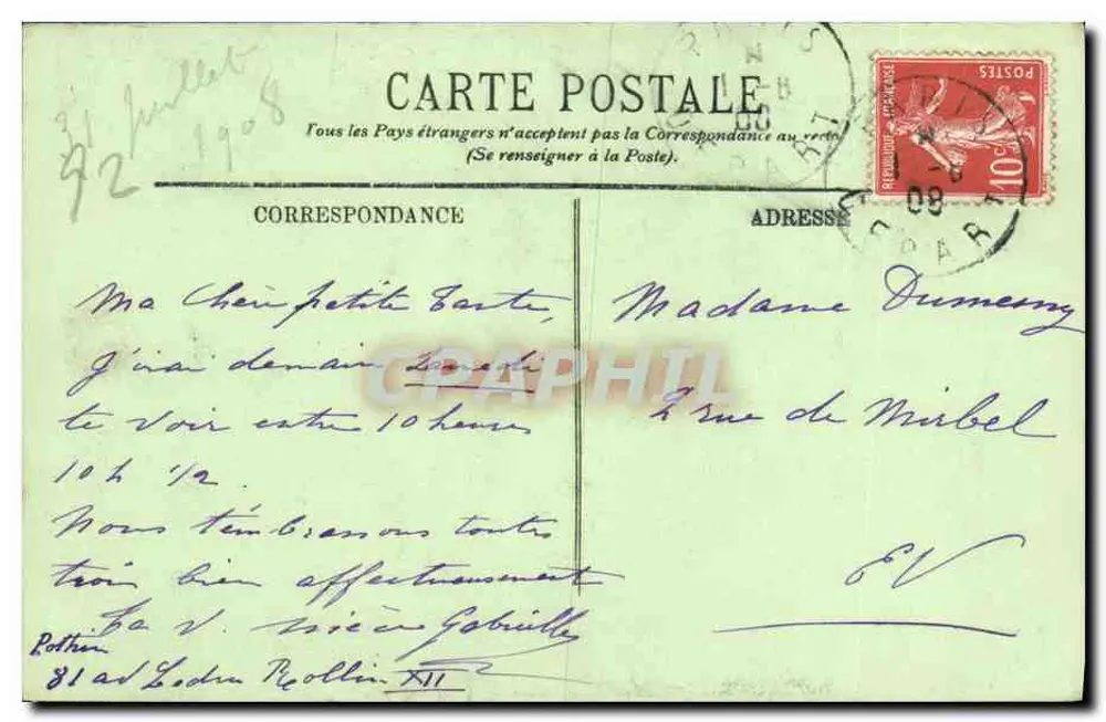 Asnières — Eine Grabstätte im Tierfriedhof — LL. n°54 - Rückseite