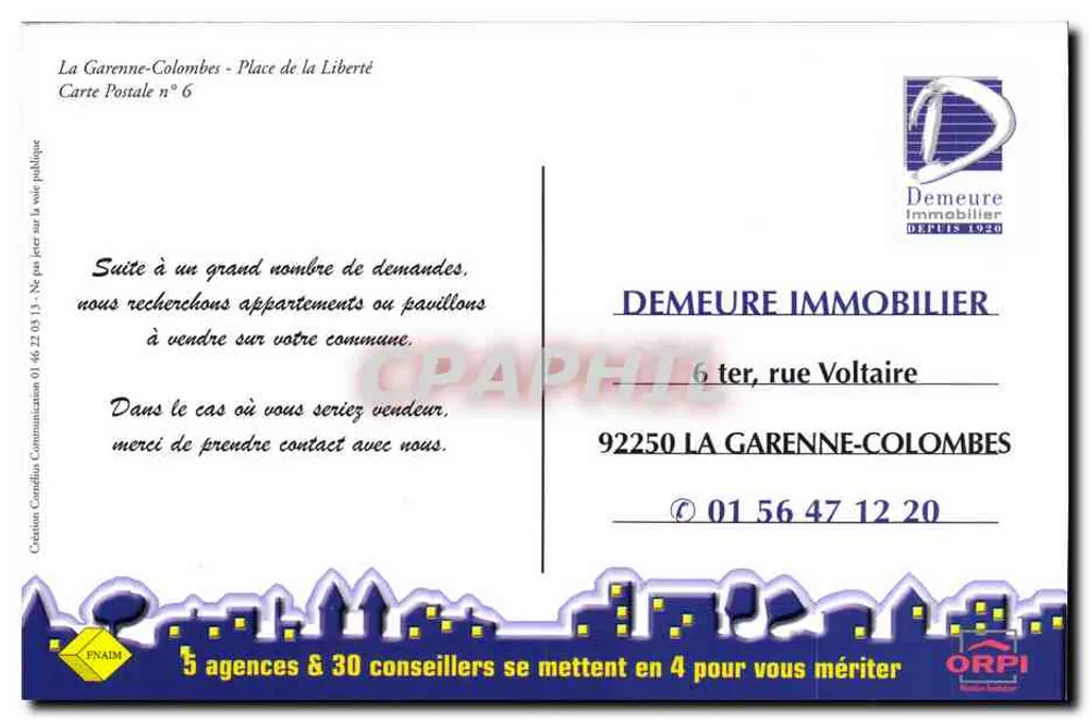 La Garenne-Colombes — Eine Ecke des Place de la Liberté — Demeure Immobilier - Rückseite