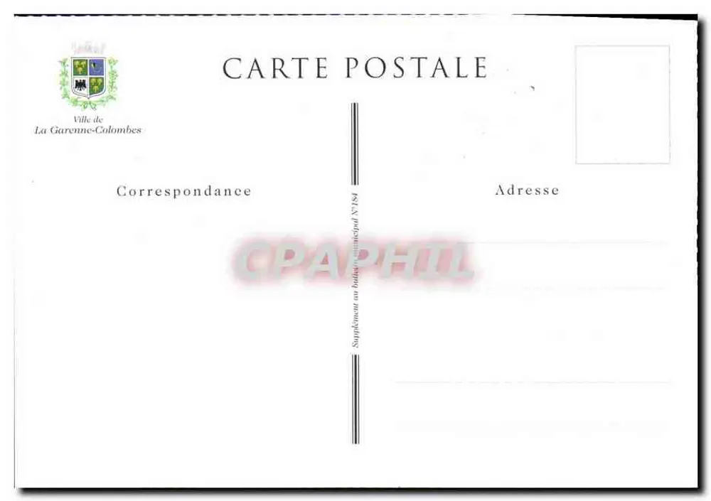 Carta postal de La Garenne-Colombes — Plano da cidade — Editor municipal N°184 - Verso