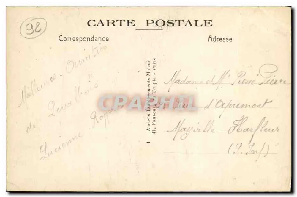 Levallois-Perret — L'Hôtel de Ville — E.M. n°1605 - Verso
