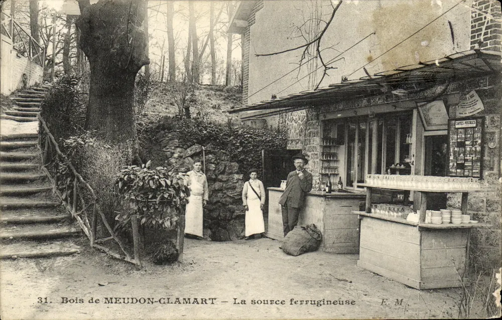 Bois de Meudon-Clamart — La source ferrugineuse — E.M. (éditeur imprimé sur la carte) - Frente