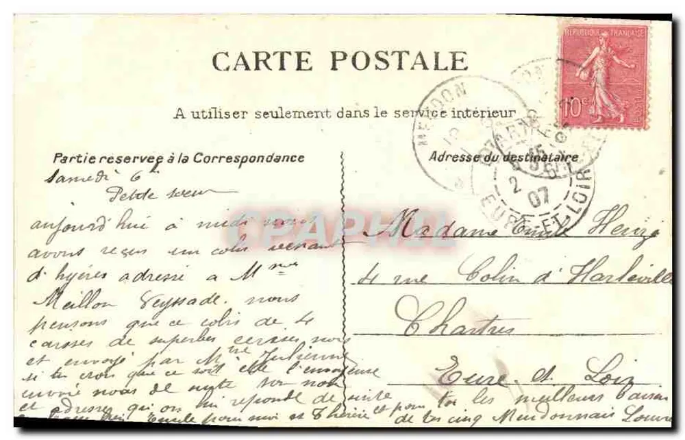 Meudon — Escada subterrânea do Castelo — Coleção Artística, Meudon - Verso