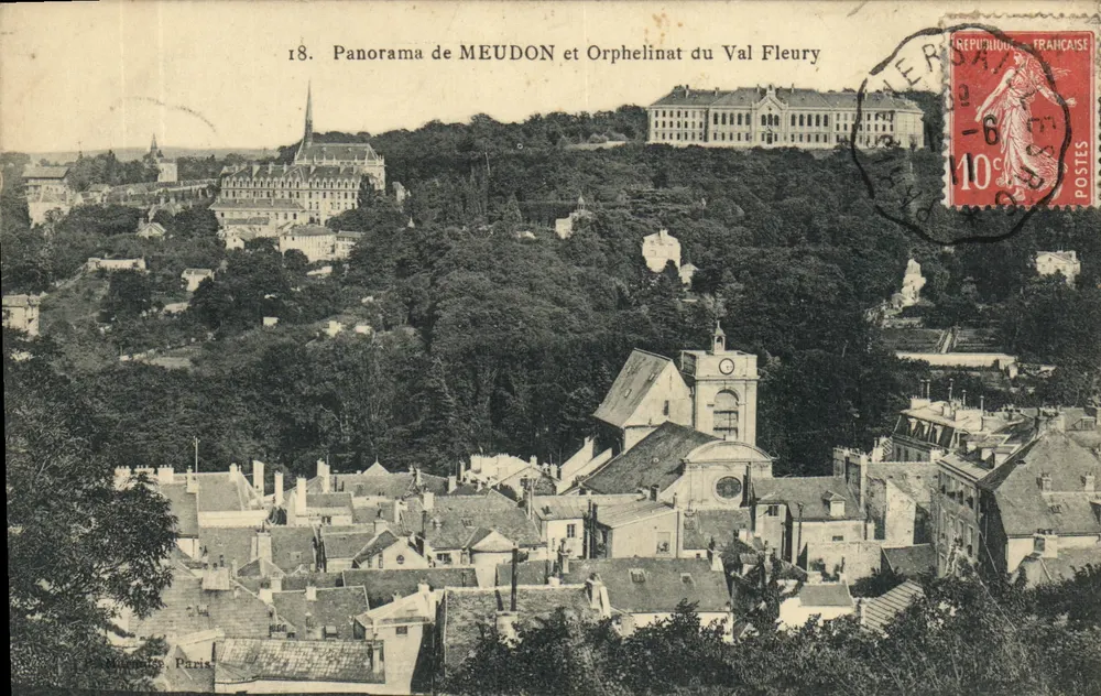 Panorama de MEUDON e Orfanato do Val Fleury — série 18 — editor Paris - Frente