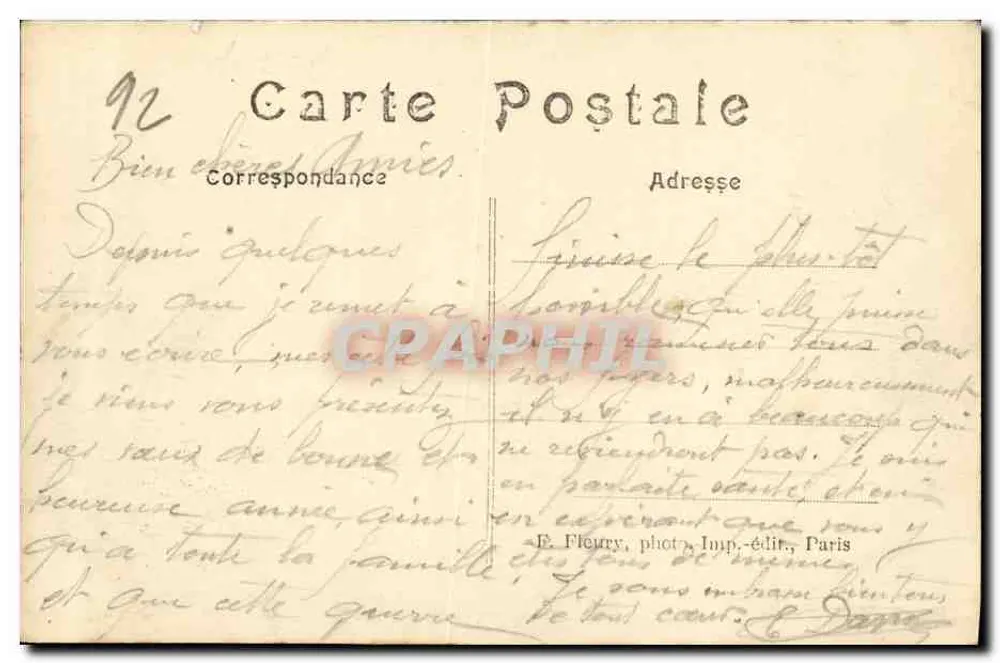 Bellevue-Meudon — A Curva da Sena, o Ponte de Sèvres, Saint-Cloud, a Ilha Séguin, Sèvres, Boulogne e o Mont-Valérien — E. Fleury, fot. Imp.-édit., Paris - Verso
