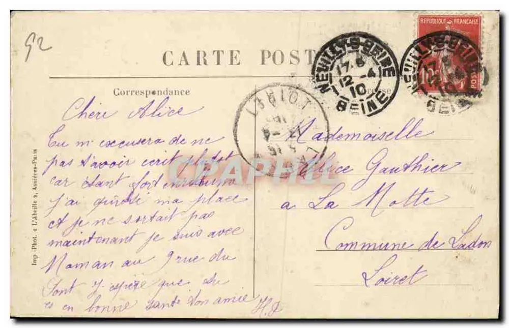 Neuilly-sur-Seine - Square de l'Hôtel de Ville — L'Abeille, n°49 - Rückseite