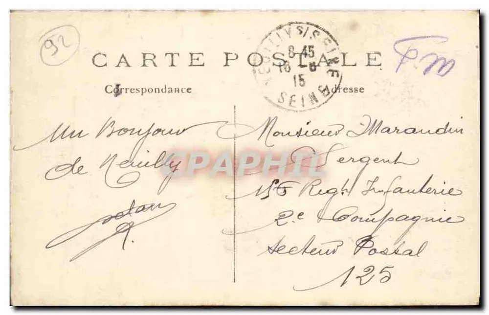 Neuilly-sur-Seine — Rue Angélique Vérin — E.M. n°6923 - Rückseite