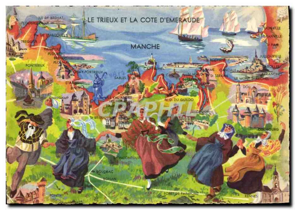 Le Trieux e a Costa de Émeraude — Carta postal ilustrada — Edições Janssol-Chambery - Frente