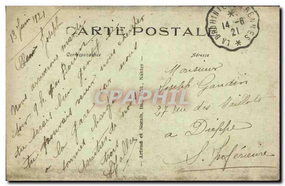 Woman lying near a Breton bed — intimate scene — publisher Artaud et Nozais, no. 2 - Back