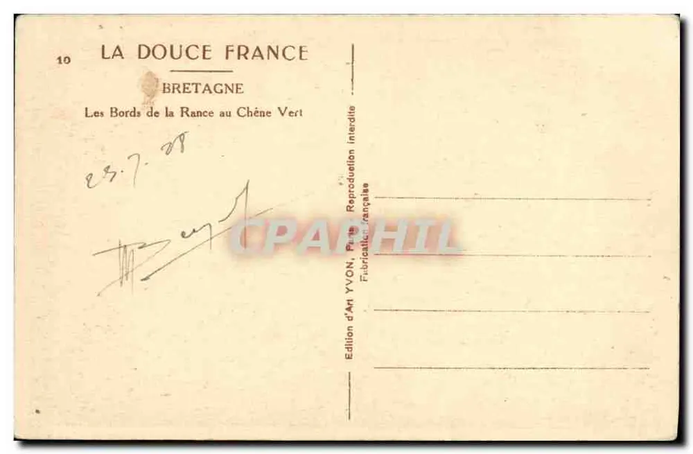 Die Ufer der Rance bei Chêne Vert — Bretagne — Art Edition YVON, Paris - Rückseite