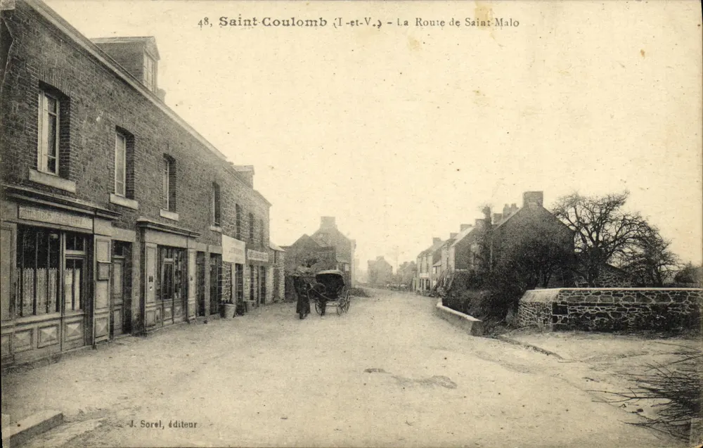 Saint-Coulomb (I.-et-V.) — La Route de Saint-Malo — J. Sorel, éditeur - Recto