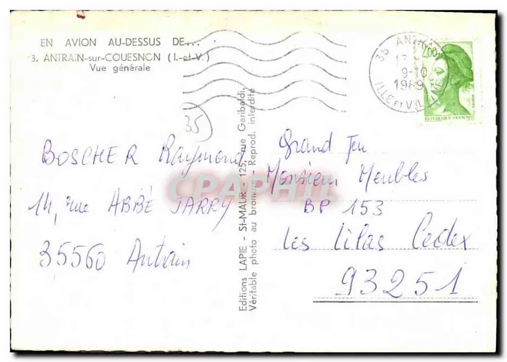 Antrain-sur-Couesnon — Vista geral — Edições LAPIE - Verso